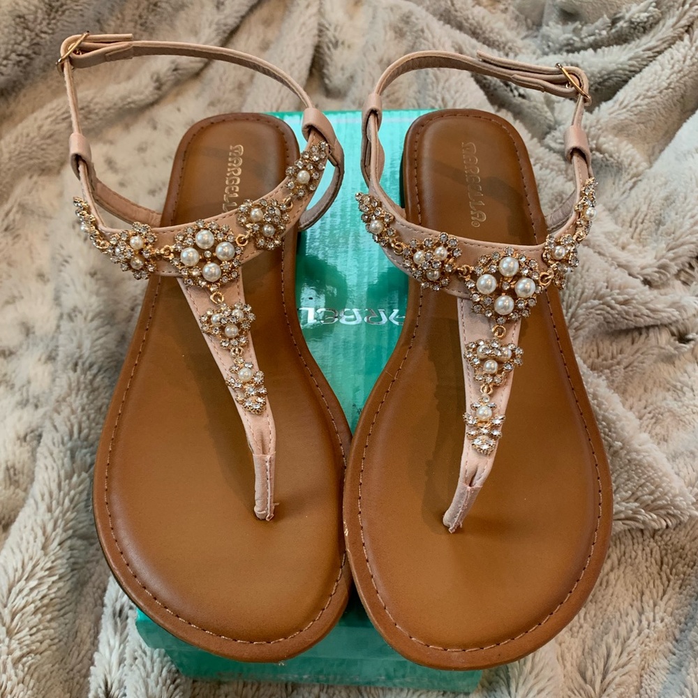 Marbella jeweled t-strap sandals